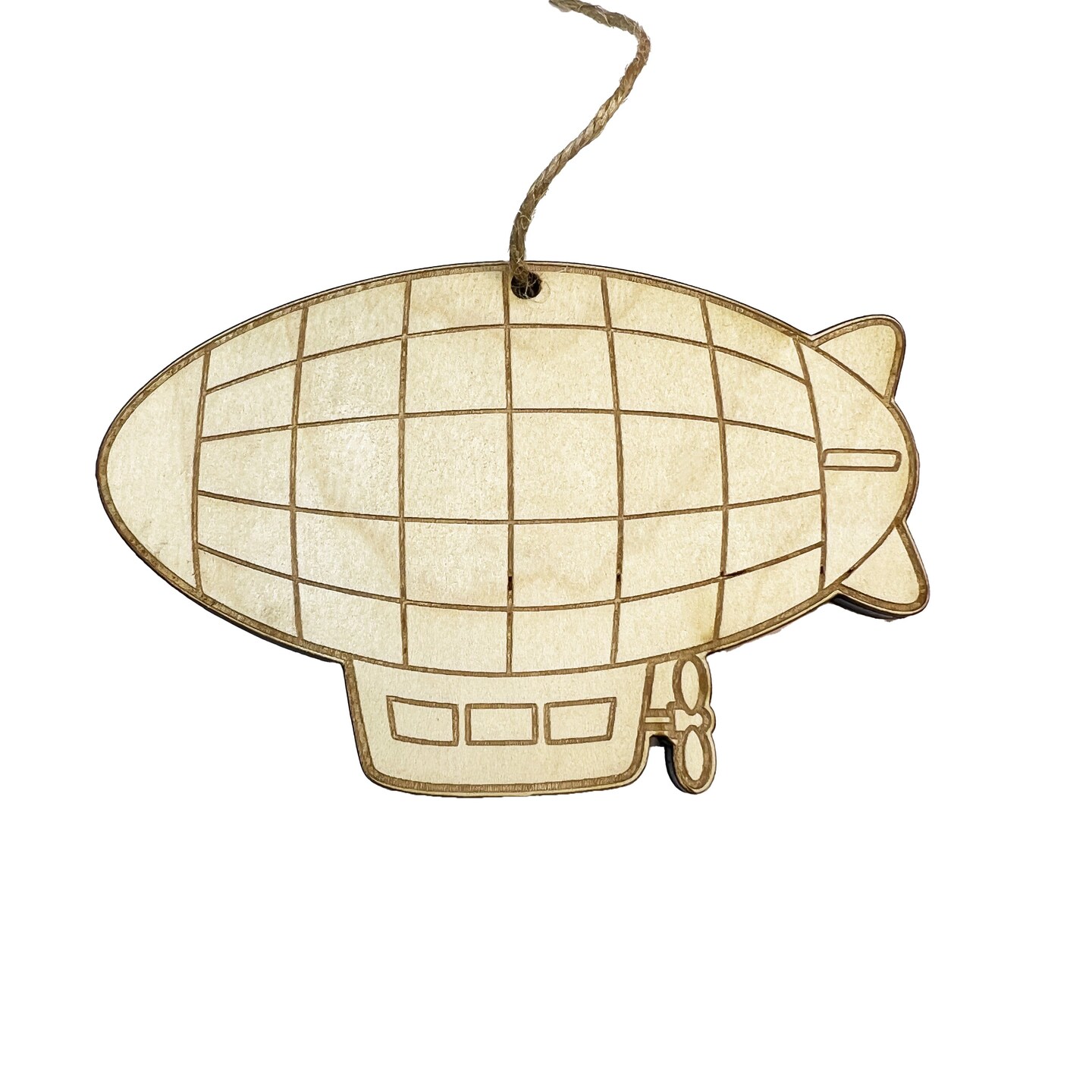 Zeppelin Blimp - Ornament Raw Wood Zeppelin Blimp - Ornament Raw Wood