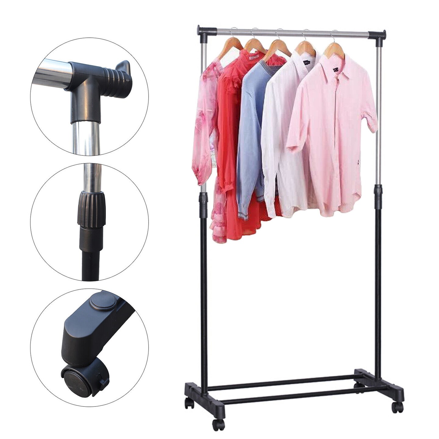 Kitcheniva Floor Standing Retractable Clothes Rack With Wheels