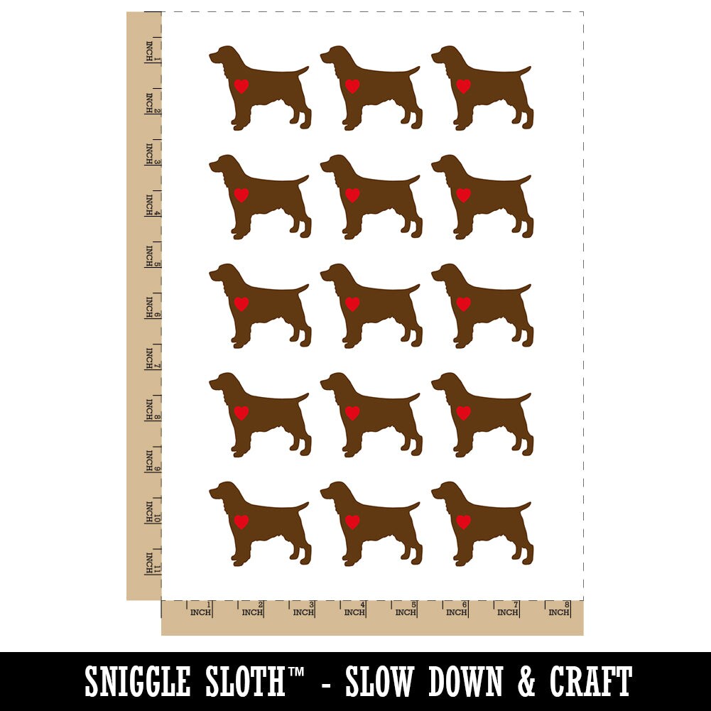 English Springer Spaniel Dog with Heart Temporary Tattoo Water Resistant Fake Body Art Set Collection (1 Sheet)