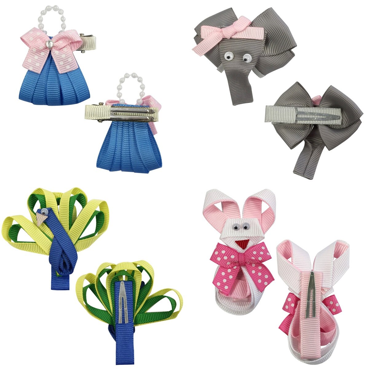 Wrapables Baby Toddler Ribbon Sculpture Hair Clips (Set of 10)