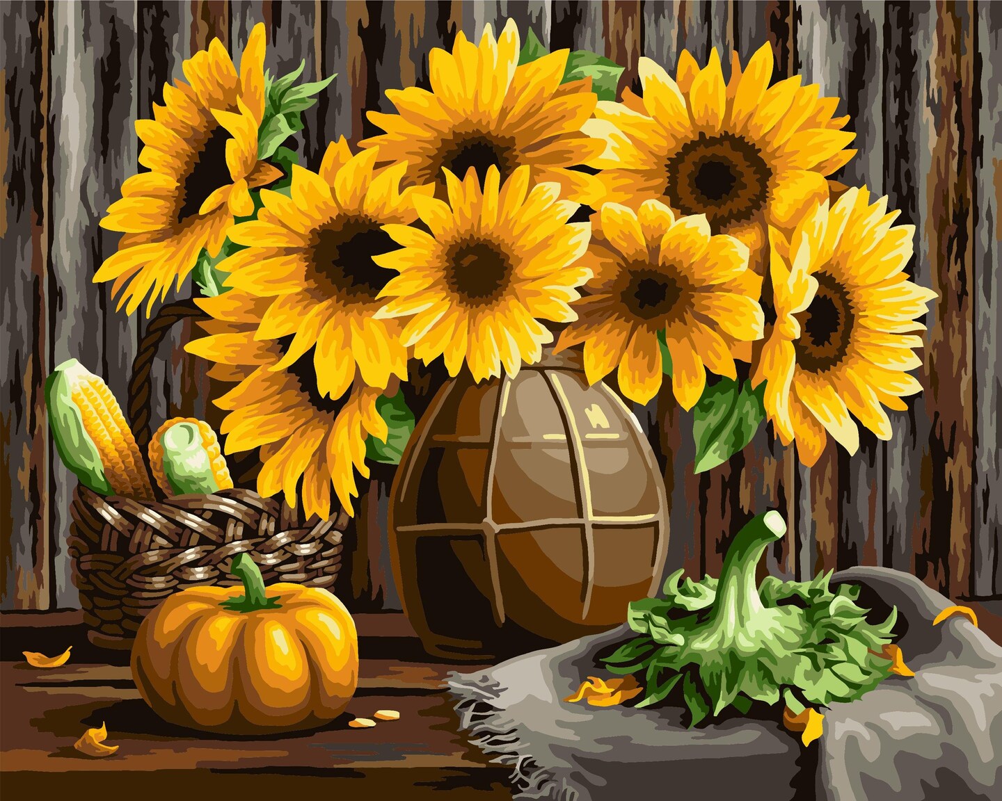 Painting by Numbers kit Crafting Spark Sunflowers B098 19.69 x 15.75 in