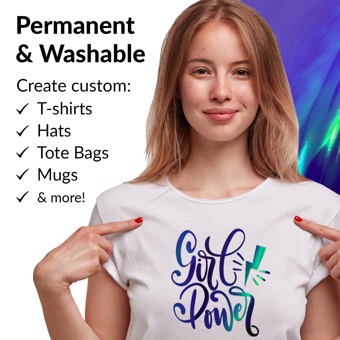 Holographic Permanent Vinyl HTV 6 Premium Permanent Vinyl Holographic Sheets Heat Transfer Holographic HTV Craft Foil Iridescent Opal Vinyl Sheets Without Roll in Gold Silver Chrome and Blue