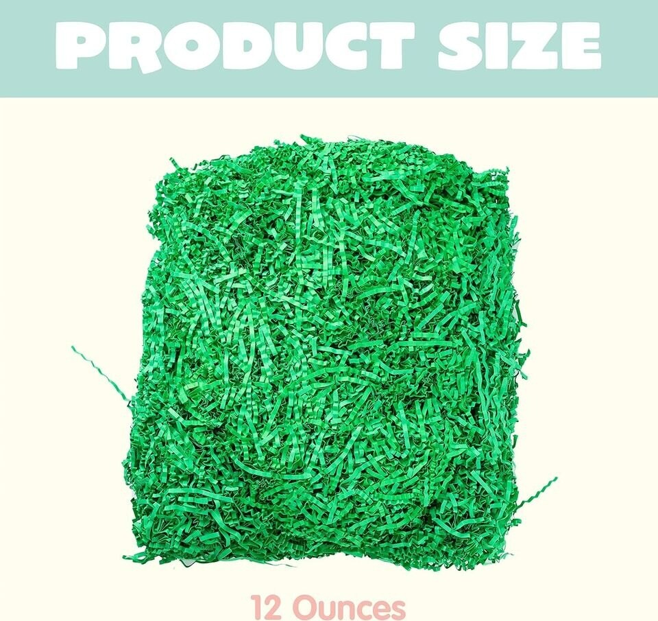 12oz Easter Grass Crinkle Paper Shred Pure Green Easter Basket Filler