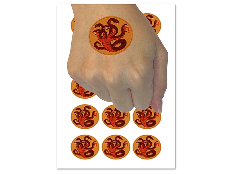 Hydra Snake Monster Mythical Creature Temporary Tattoo Water Resistant Fake Body Art Set Collection (1 Sheet)