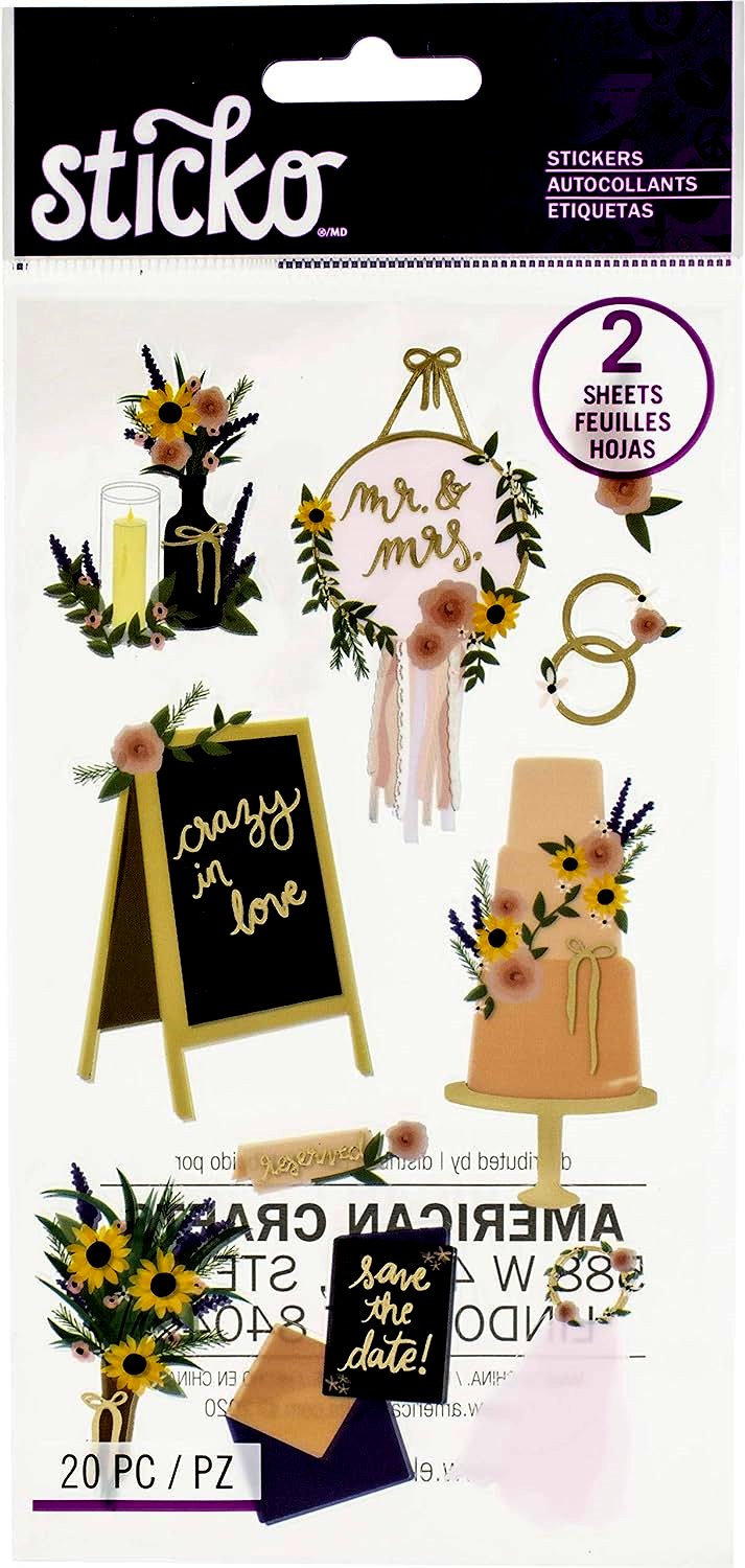 Sticko Boho Wedding Clear Stickers-2 Sheet Set