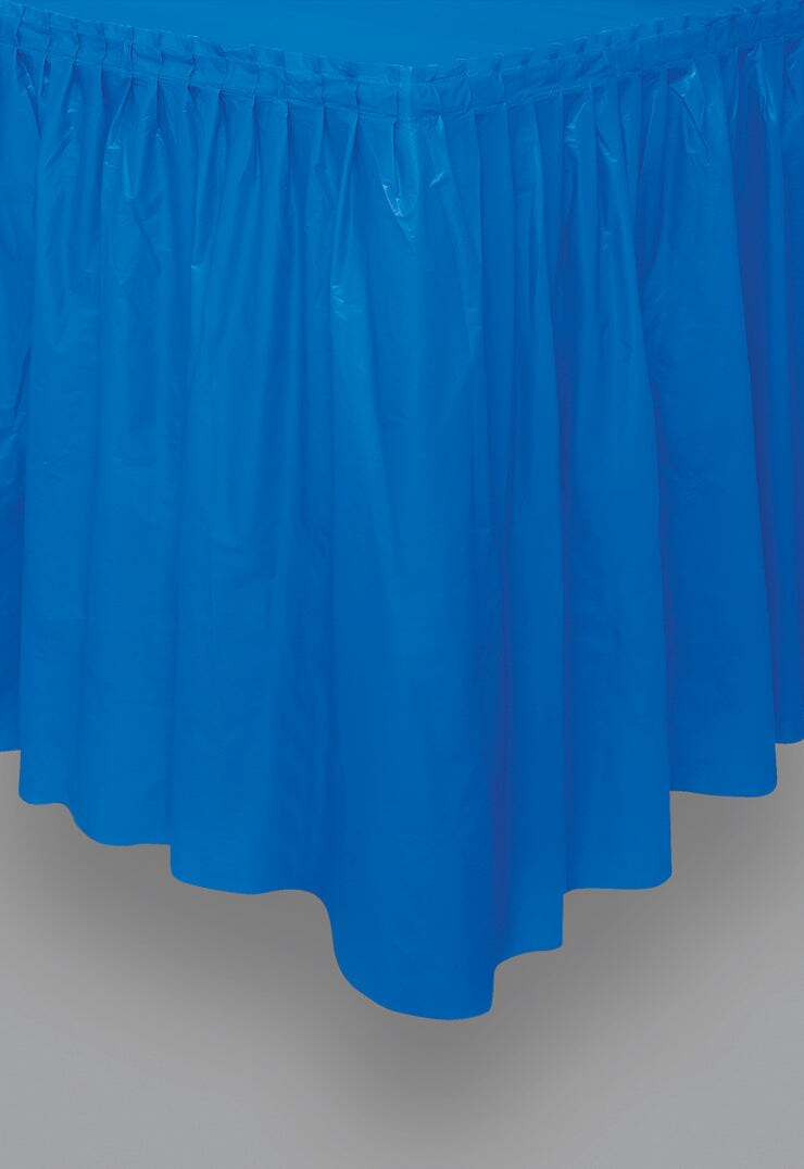 Royal Blue Solid Plastic Table Skirt, 29&#x22;x14ft, 1ct