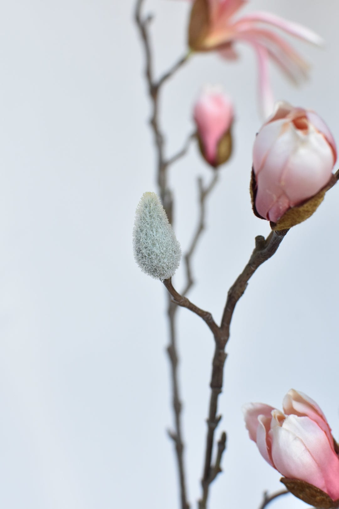 35&#x22; Faux Muted Pink Japanese Magnolia Bud Branch