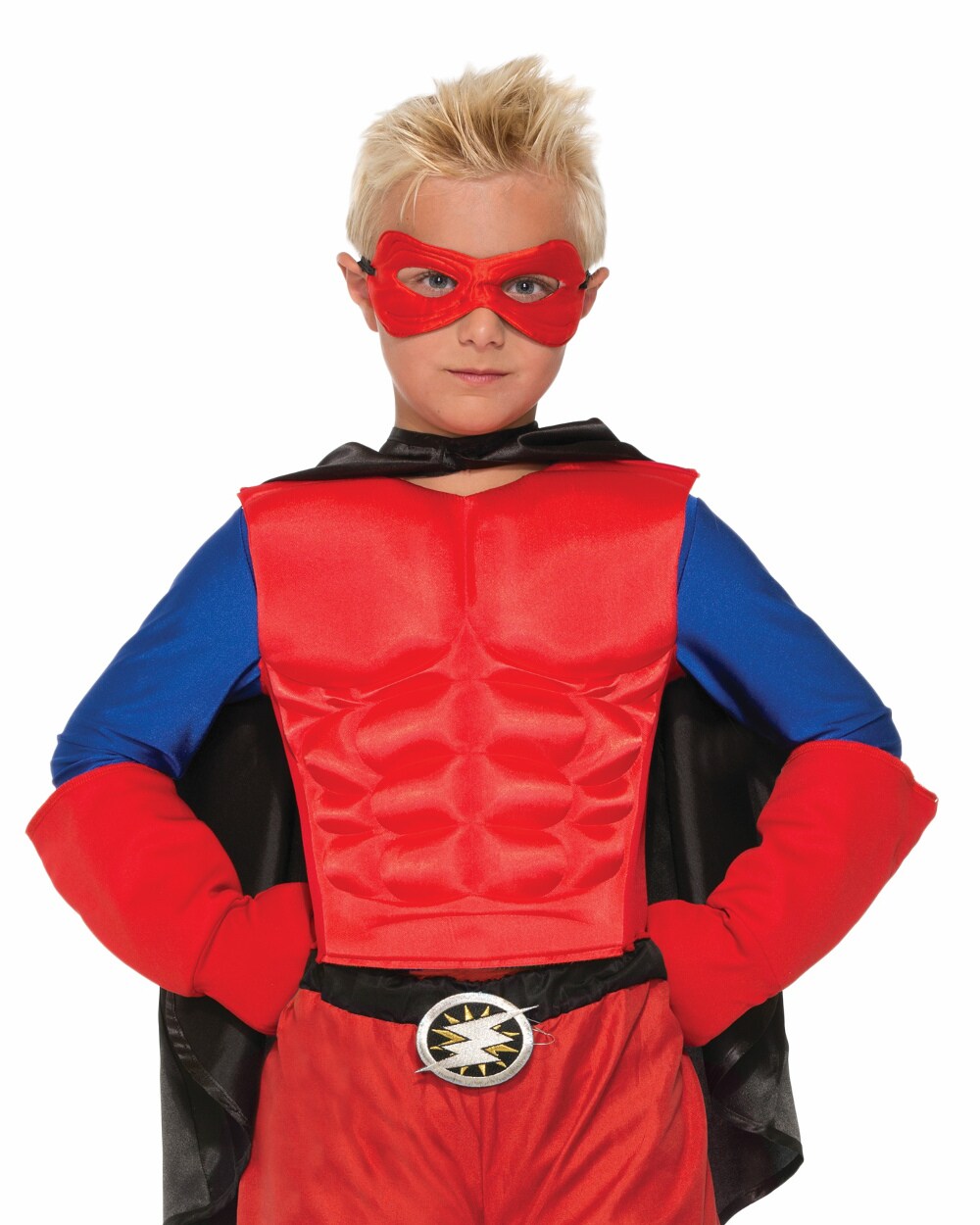 RED CHILDS FAKE MUSCLE CHEST PADDED SHIRT TOP KIDS FANCY DRESS SUPERHERO