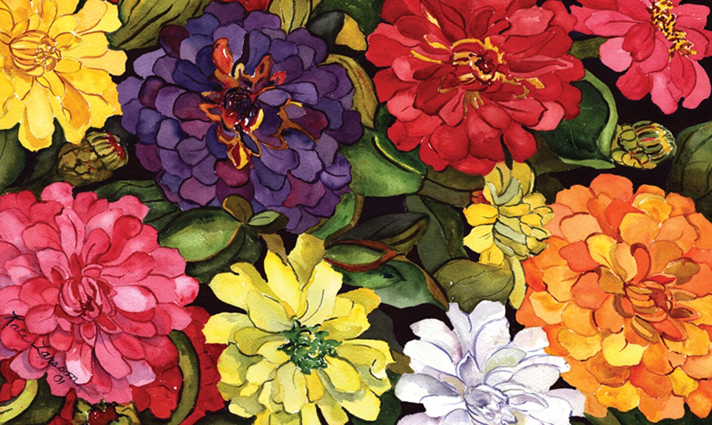 Zippy Zinnias Door Mat (18 x 30&#x22;)