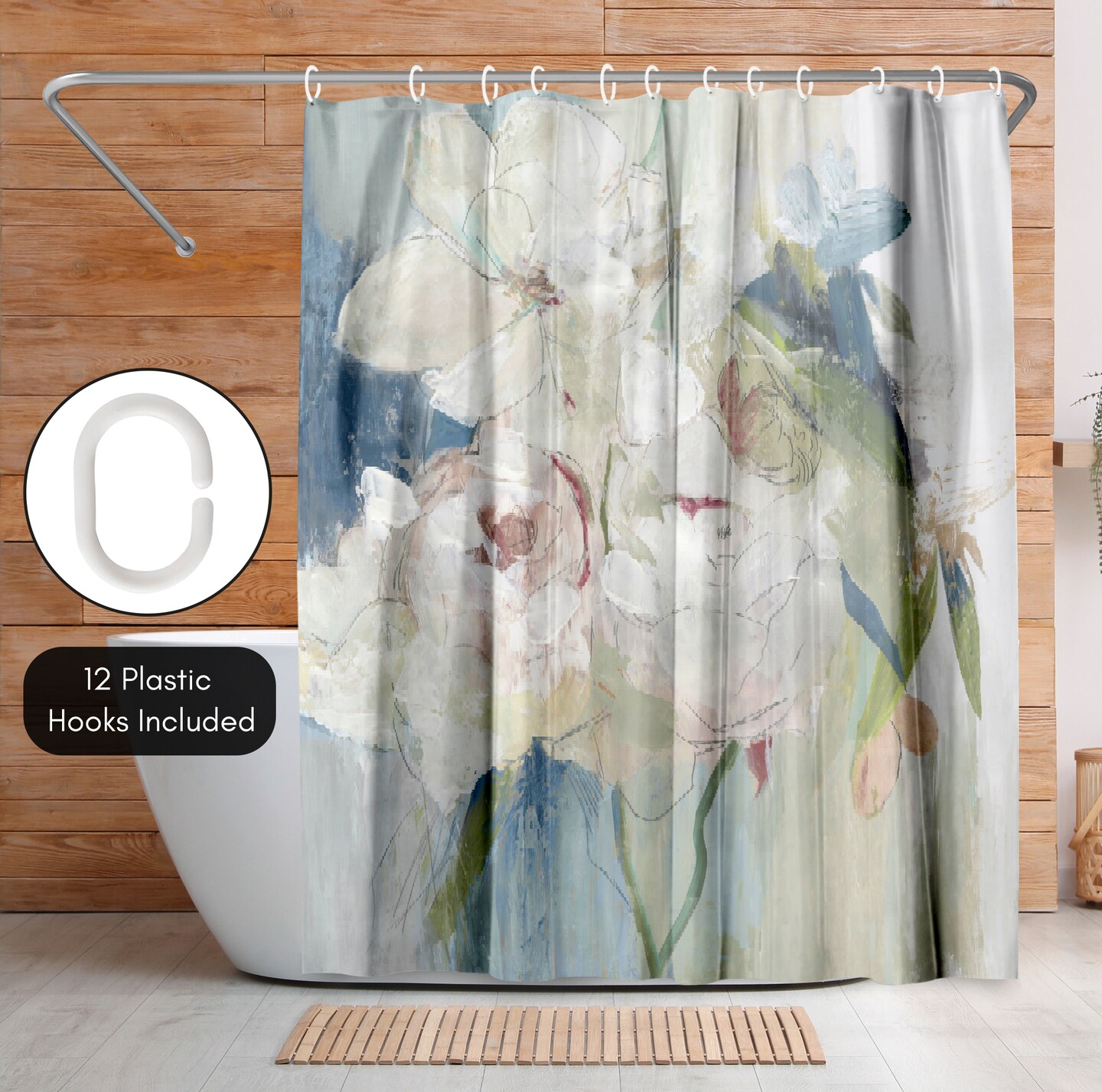 Americanflat 71&#x22; x 74&#x22; Shower Curtain, Blissful Peony I by PI Creative Art