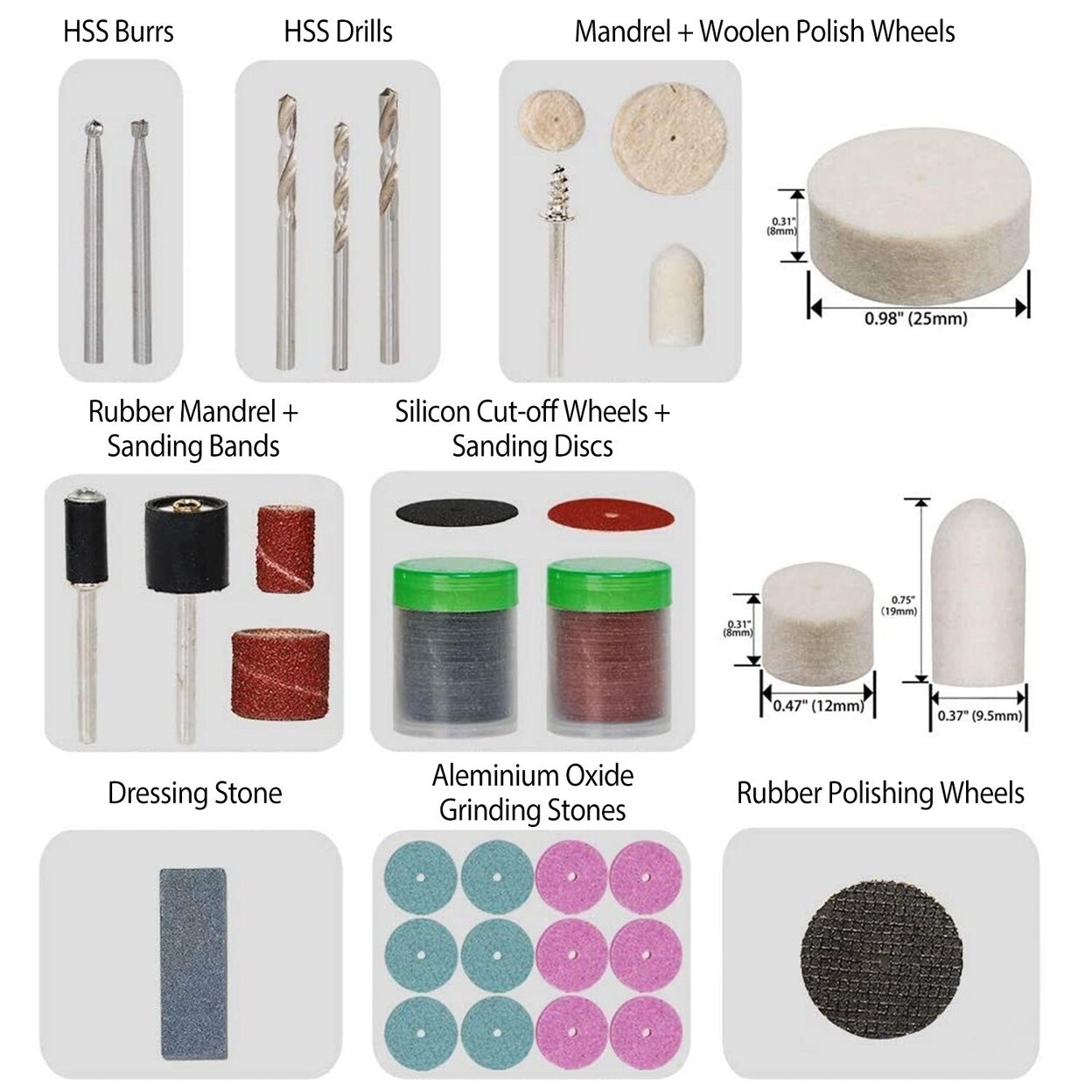 228Pcs Rotary Accessory Tool Kit For Dremel For Grinding Polishing Cutting Drilling Shank Craft Bits