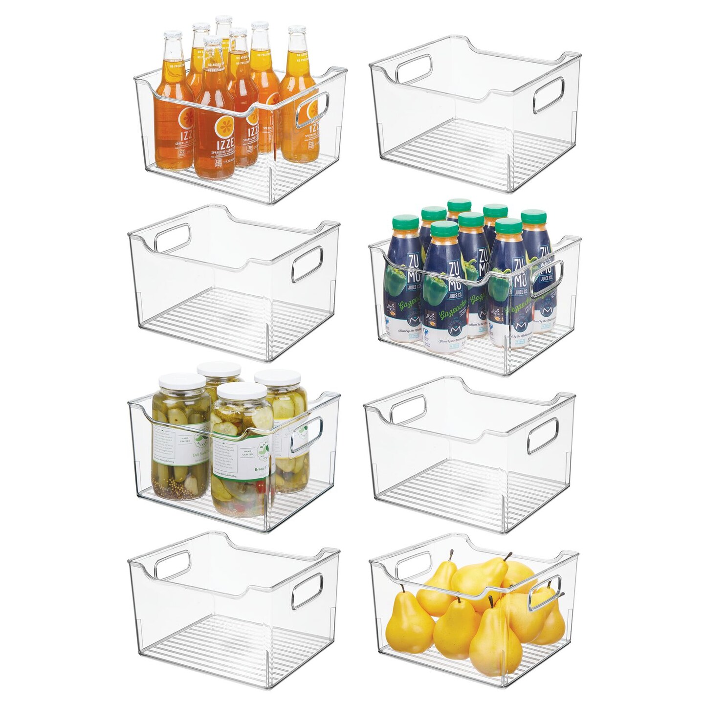 mDesign Kitchen Plastic Storage Organizer Bin, Open Dip Front and Handles