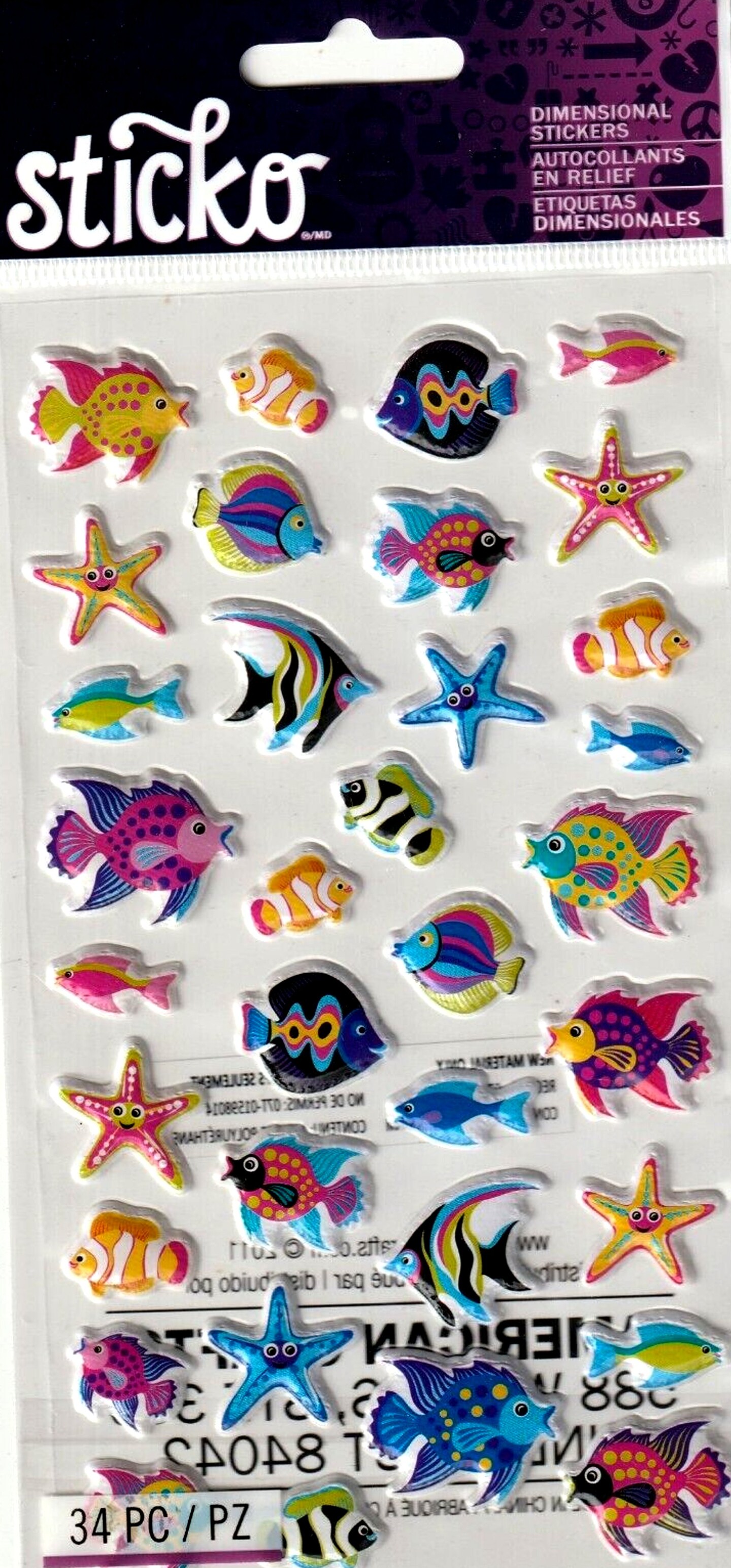 Sticko Tropical Fish Dimensional Puffy Stickers | Michaels