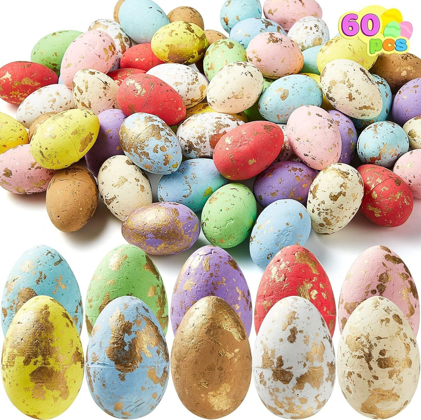 60 Pcs Foam Easter Eggs for Crafts and Easter Party Decorations Home Decor