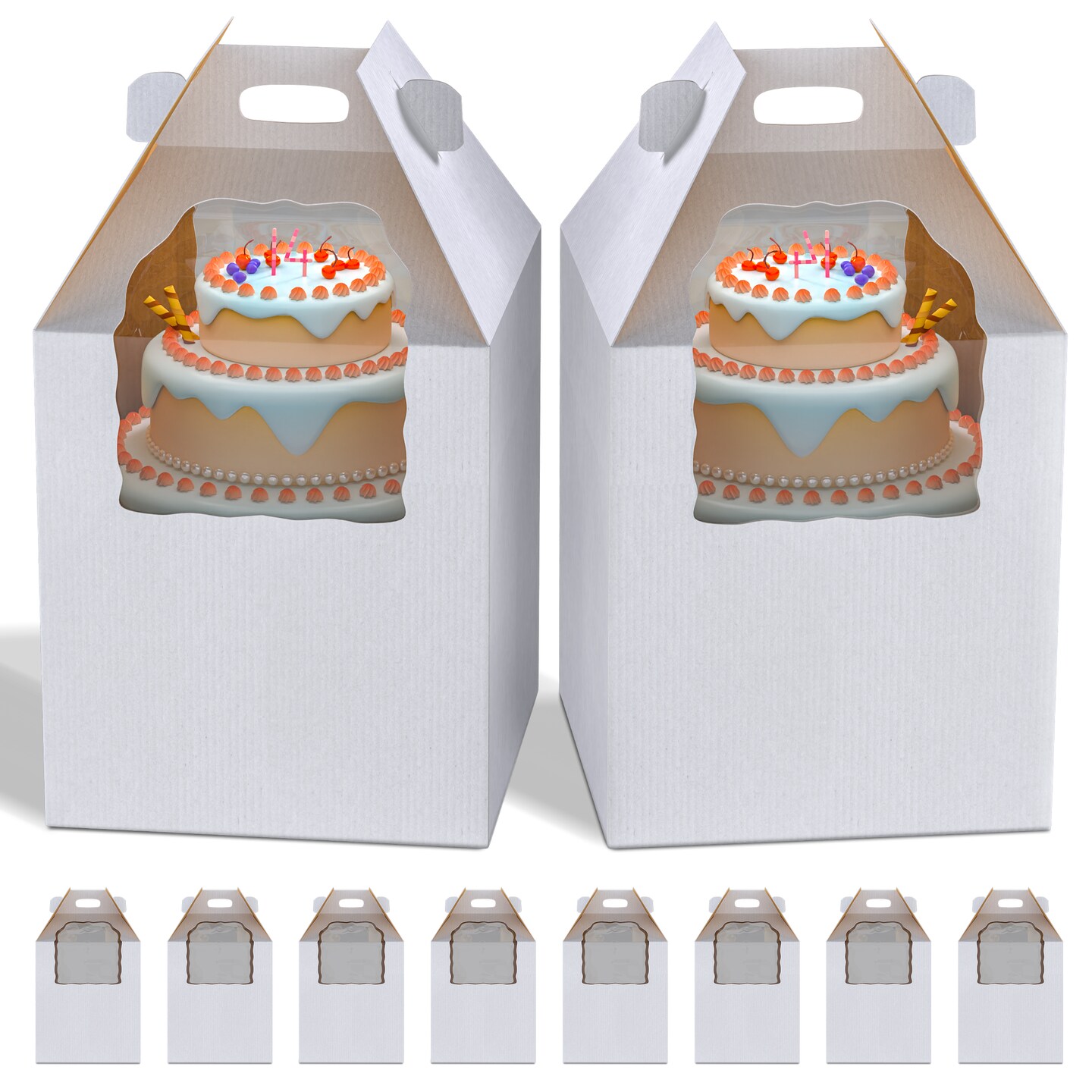 Spec101 Disposable Cake Carrier with Window Tall Cake Boxes 10pk for Tier Cakes