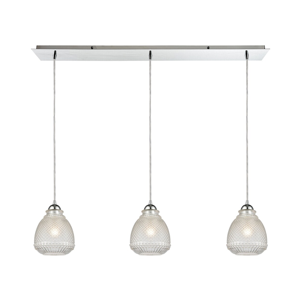 Victoriana 4-Light Linear Pendant Fixture In Polished Chrome With Clear