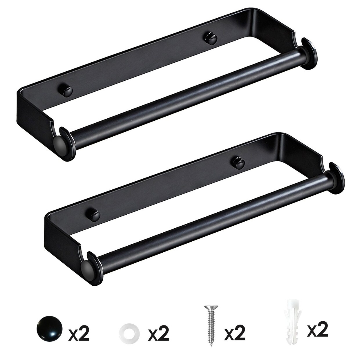 2 Pack Wall Mounted Paper Towel Holder Under Cabinet Paper Towel Rack For Bathroom Kitchen Pantry Sink Balcony Aluminum