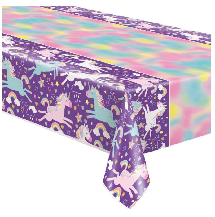 Unicorn Rectangular Plastic Table Cover, 54&#x22; x 84&#x22;, 1ct