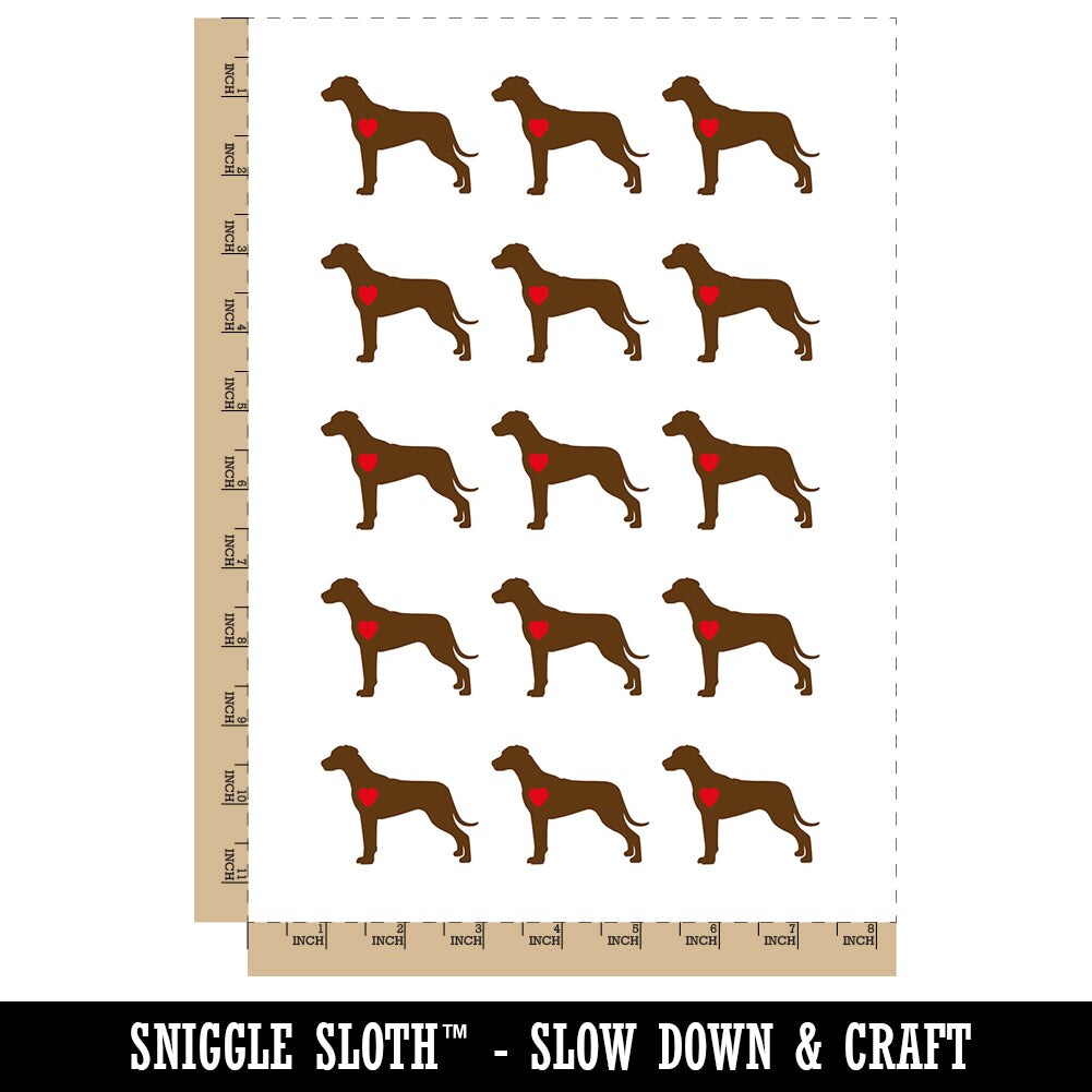 Rhodesian Ridgeback Dog with Heart Temporary Tattoo Water Resistant Fake Body Art Set Collection (1 Sheet)