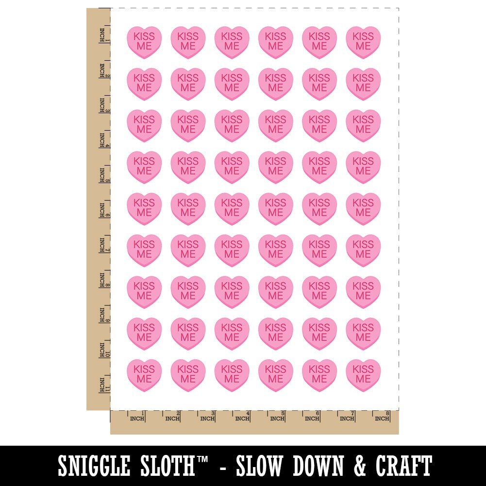 Kiss Me Conversation Heart Love Valentine&#x27;s Day Temporary Tattoo Water Resistant Fake Body Art Set Collection (1 Sheet)