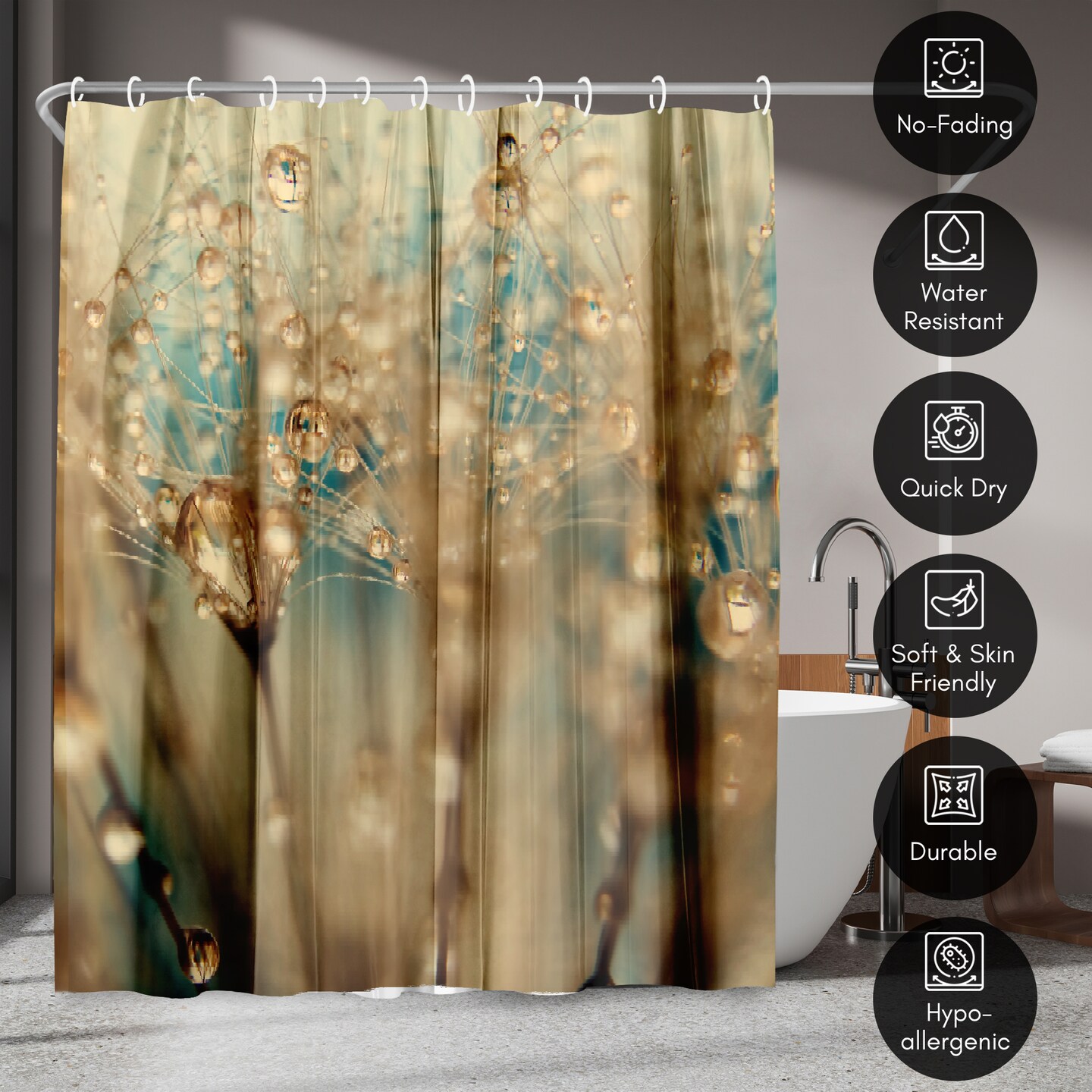 Droplets Of Gold by Ingrid Beddoes Shower Curtain 71&#x22; x 74&#x22;