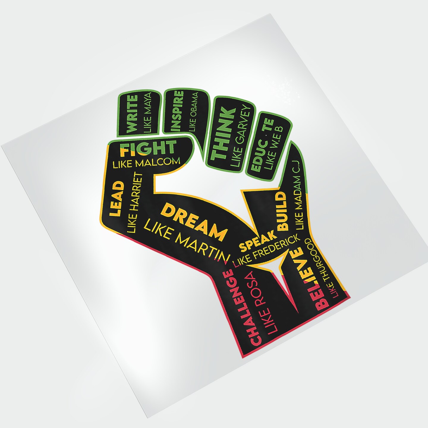 Black Leaders Power Fist Black History DTF Transfer