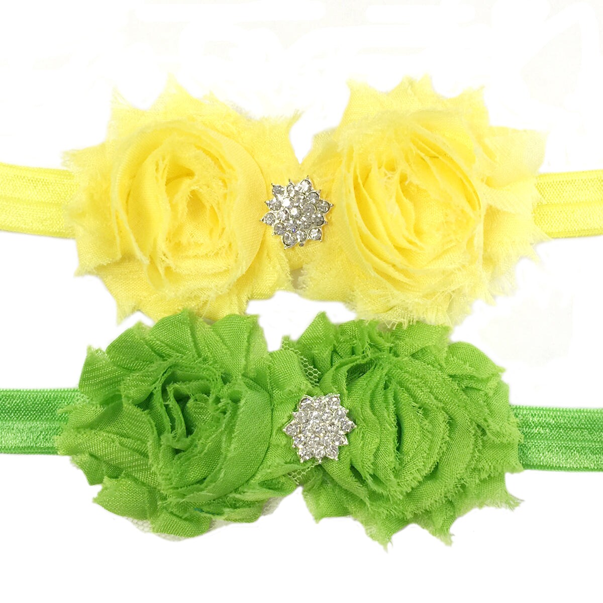 Wrapables Set of 8 Frayed Shabby Chic Double Rose Baby Headbands