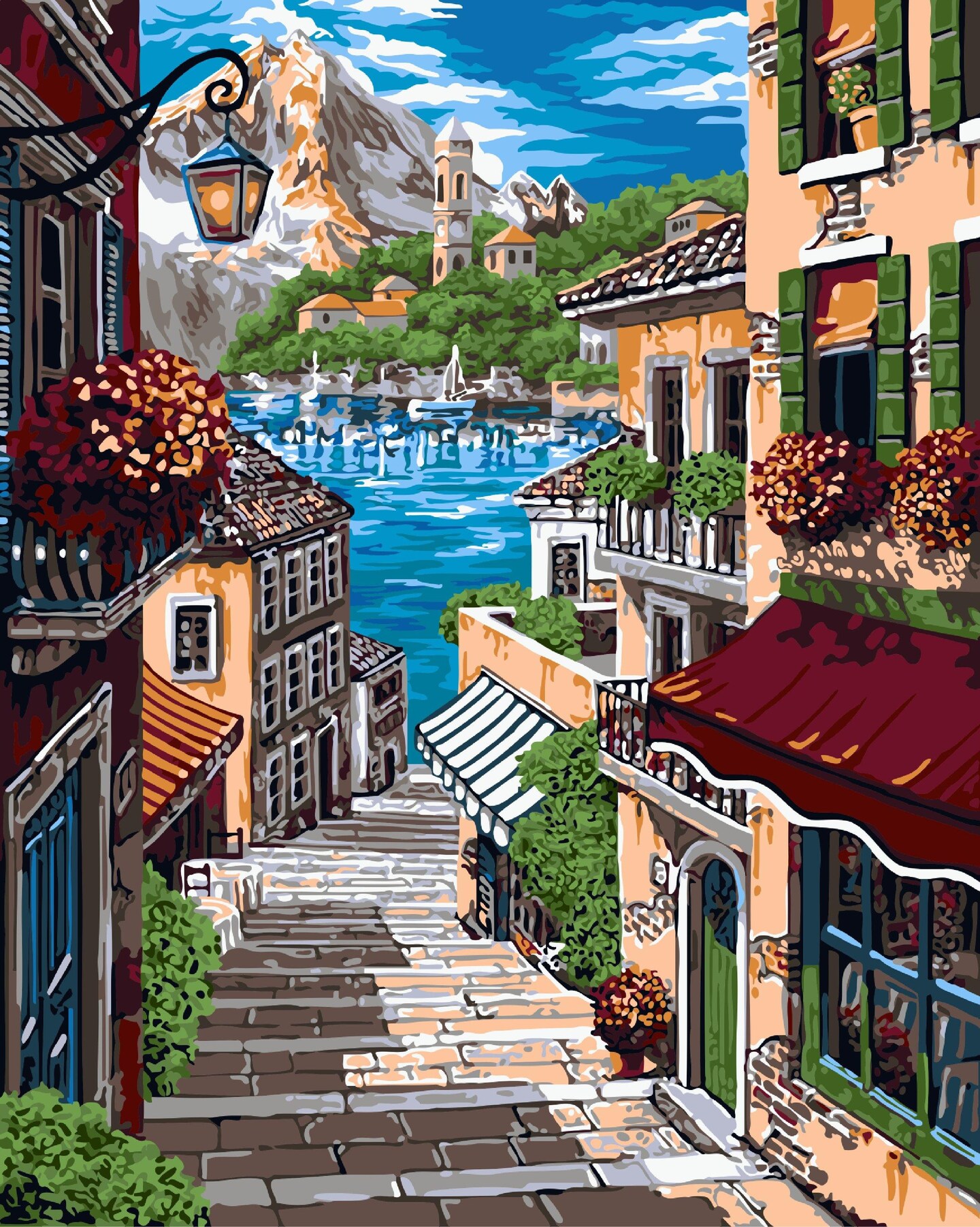 Painting by Numbers kit Crafting Spark European Street A093 19.69 x 15.75 in