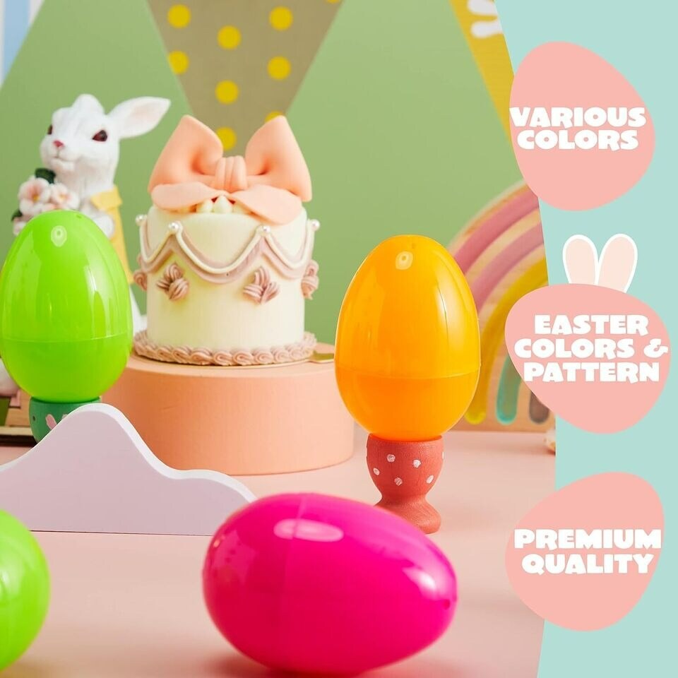 144 PCS 3.15&#x22; Plastic Easter Eggs, 6 Golden Eggs Colorful Plastic Eggs Bulks