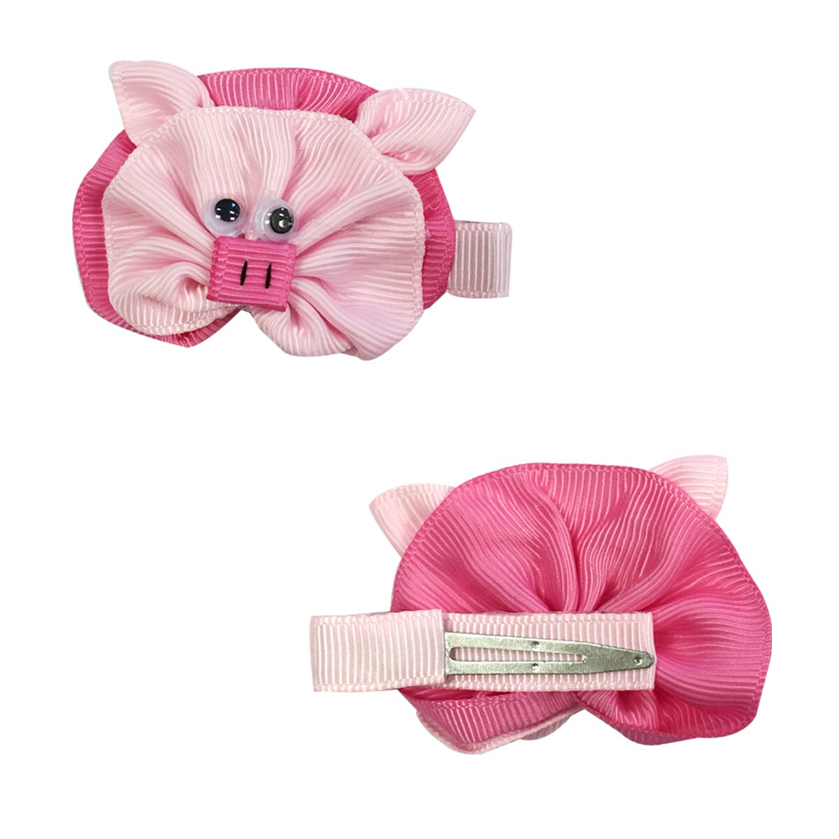 Wrapables Duck, Turkey, Elephant, Pig Ribbon Sculpture Hair Clips with Leopard Hair Clip / Hair Bow Holder, Purple