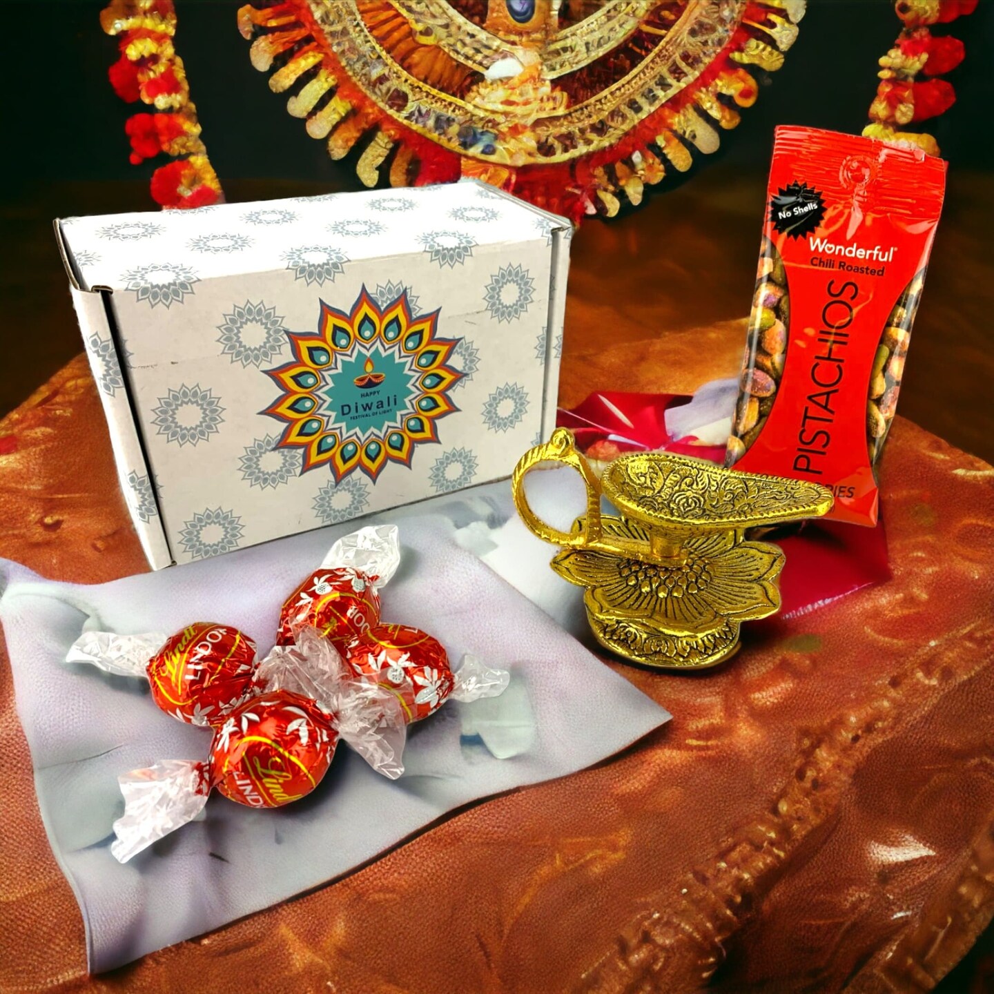 Personalized Diwali Gifts Hamper Indian Festival Diwali Gift Boxes Lotus Diya Chocolate &#x26; Sweets Box for Employees Home Office Friends Family &#x26; Relatives - Corporate Return Gift Items