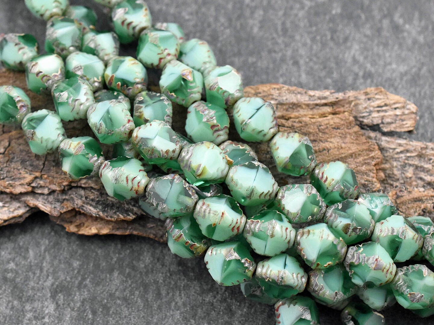 *6* 8x10mm Tropical Splendor Faceted Bicone Beads