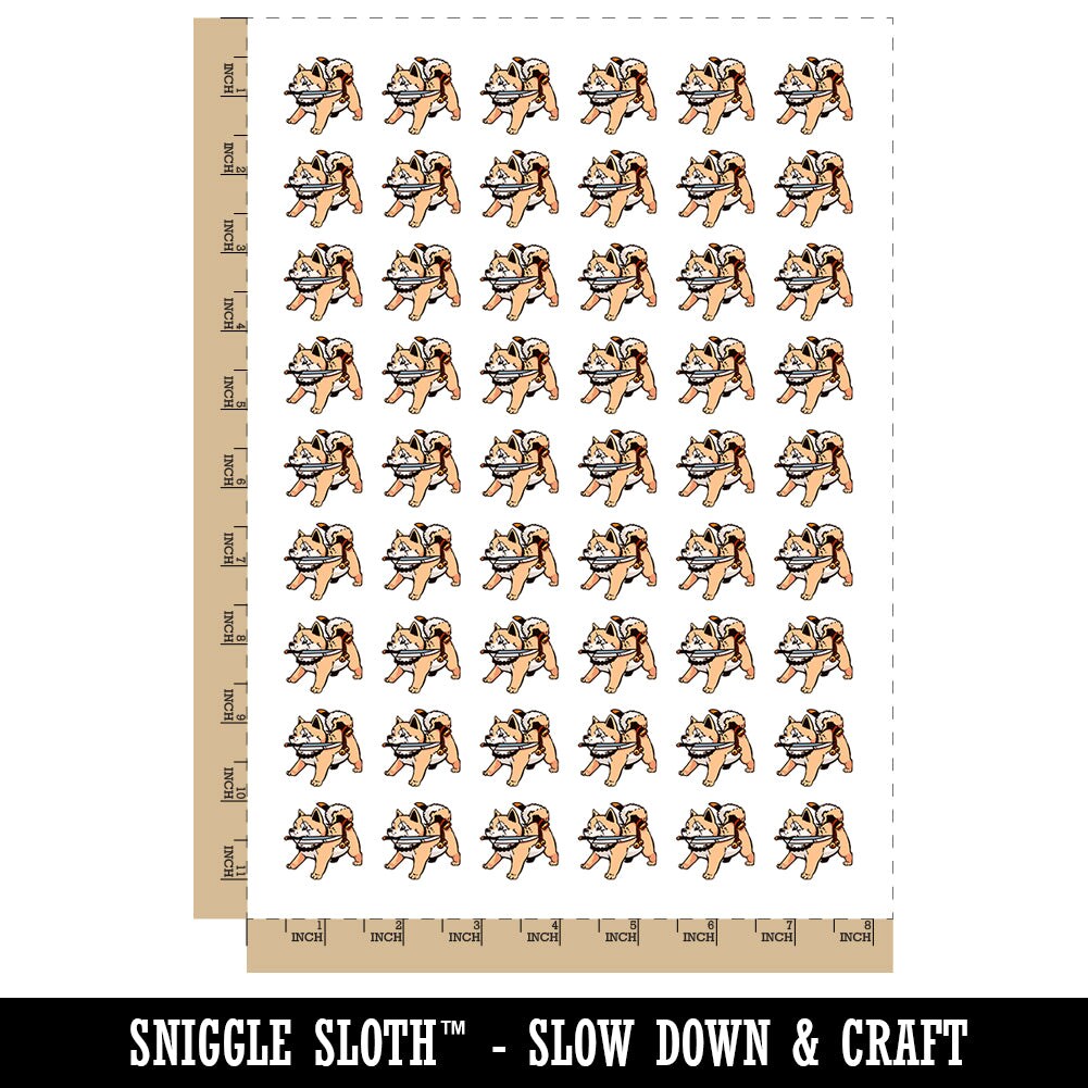 Samurai Dog Shiba Inu with Knife Temporary Tattoo Water Resistant Fake Body Art Set Collection (1 Sheet)
