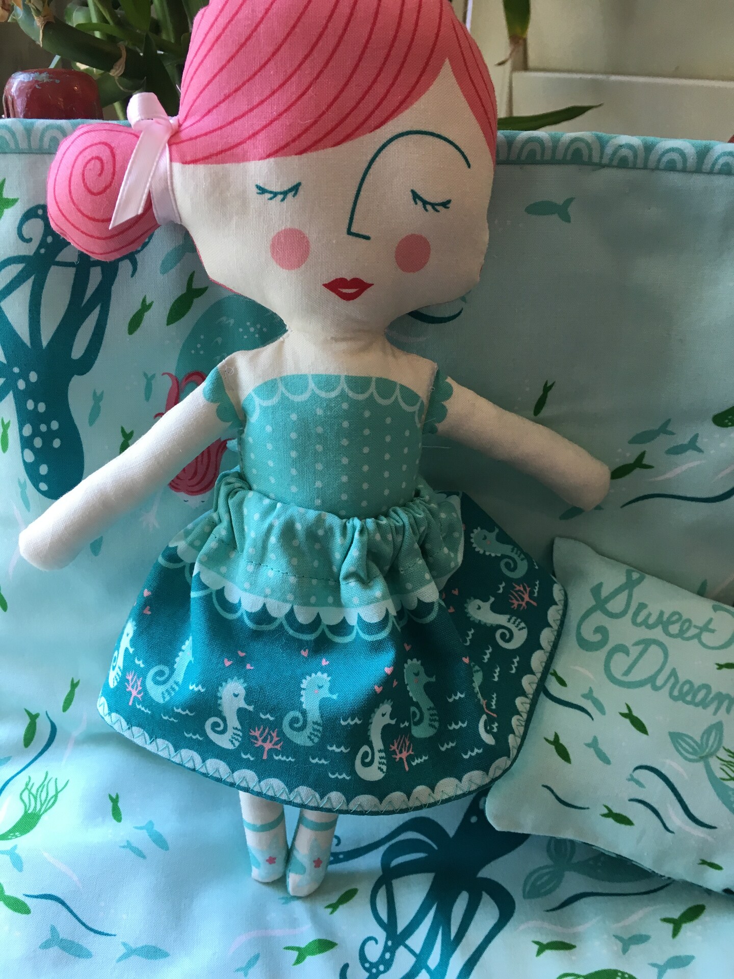 Hand Sewn Fabric Mermaid Doll, Tan Skin Multi Ethnic Rag Doll, Fabric Doll, Metallic Teal Hair and Teal shops Tail, Mermaid Rag Doll, Gift, Decor