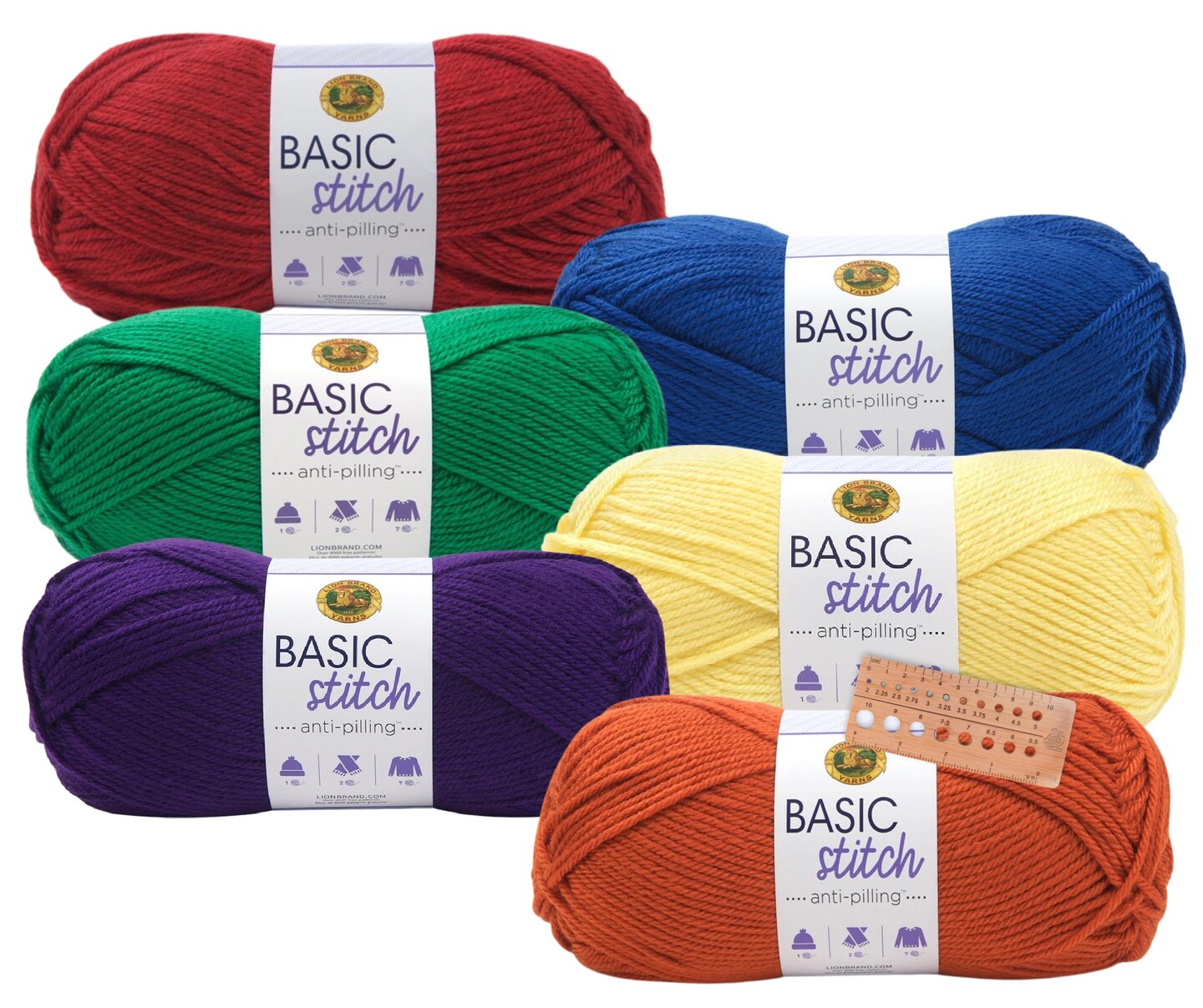 Lion Brand Yarn - Basic Stitch Anti-Pilling - 6 Color Assortments