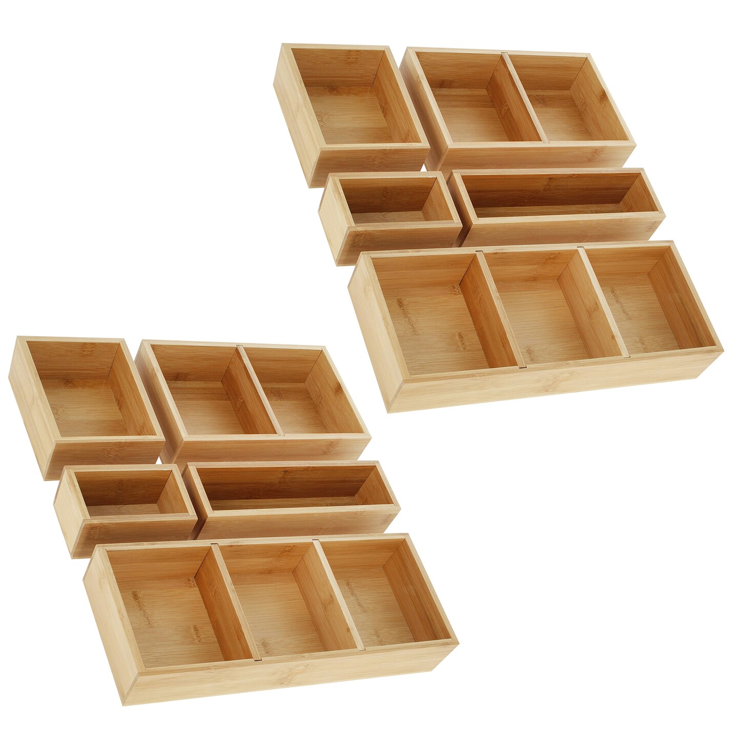 Creekview Home Emporium Bamboo Drawer Organizer Set - 10pc Junk Drawer Dividers