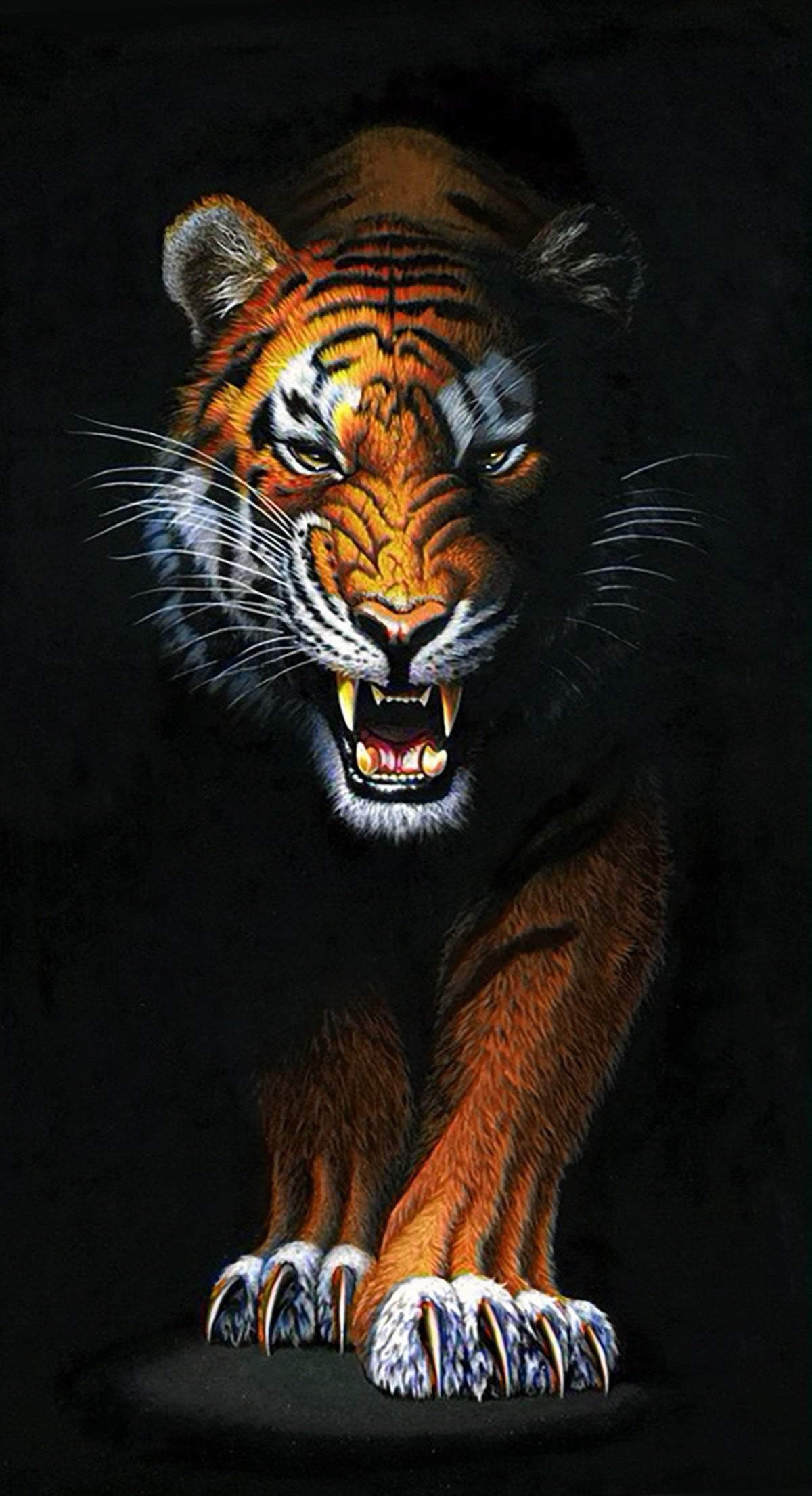 Stalking Tiger WD2408 14.9 x 27.6 inches Wizardi Diamond Painting Kit