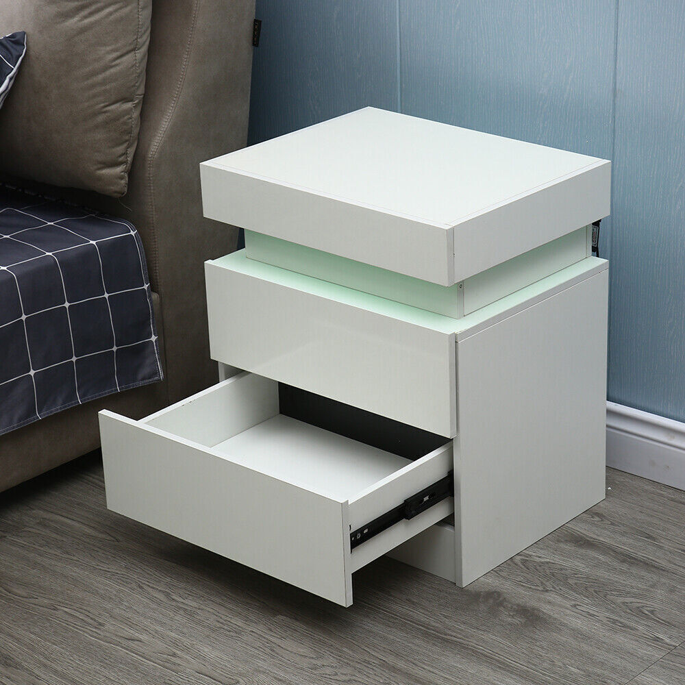 Kitcheniva White 2 Drawers End Table Bedside Cabinet