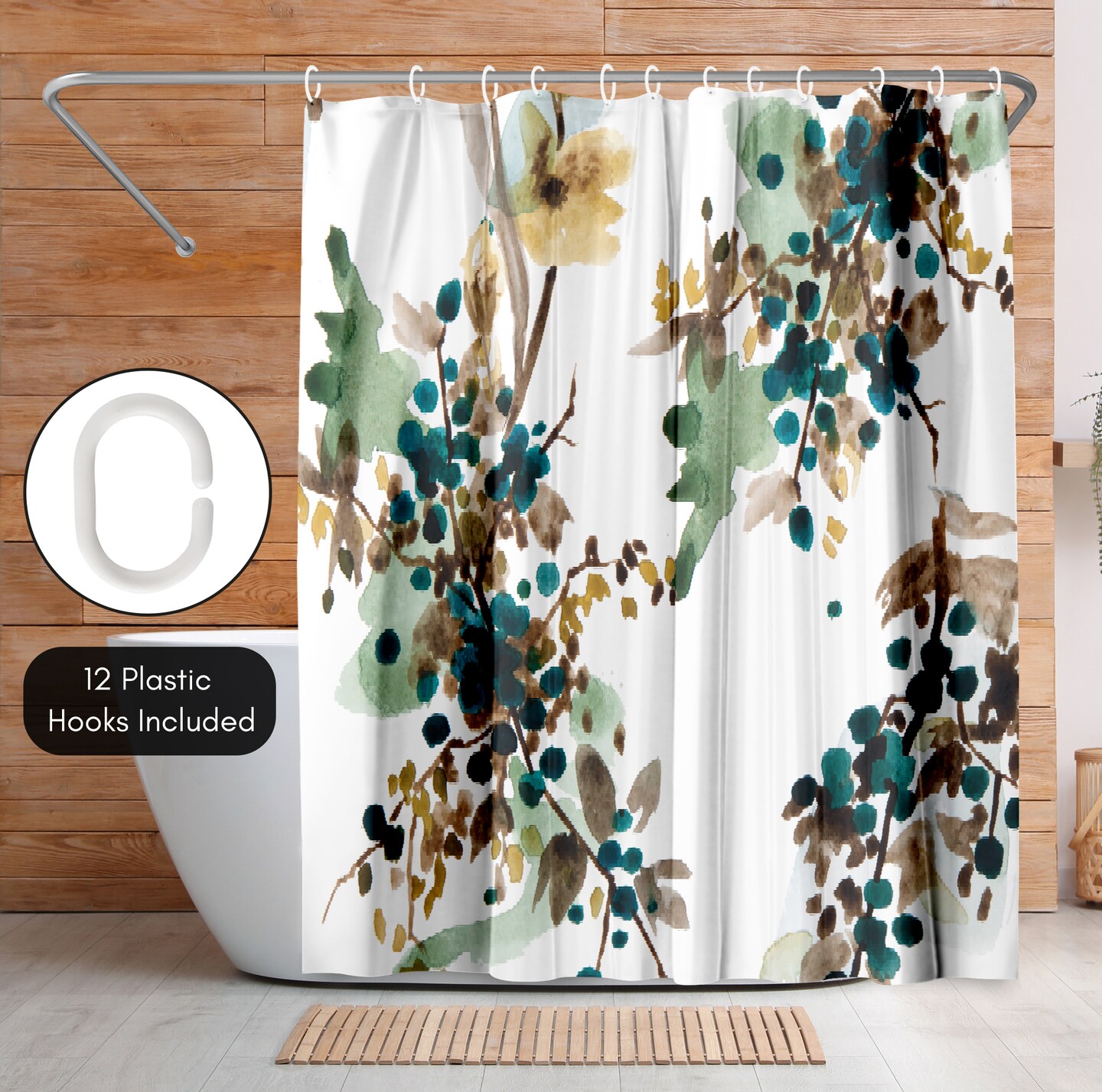 Americanflat 71&#x22; x 74&#x22; Shower Curtain, Watercolor Blueberry by New York Botanical Garden