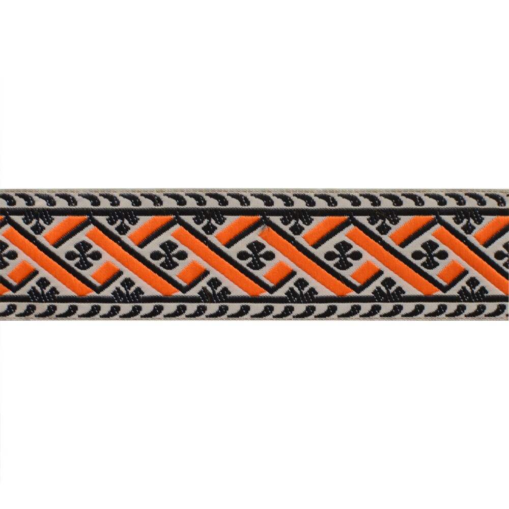 Designer&#x27;s Shop Jacquard woven Ethnic ribbon trim, 1-1/4&#x22; (32 mm) 5 yards