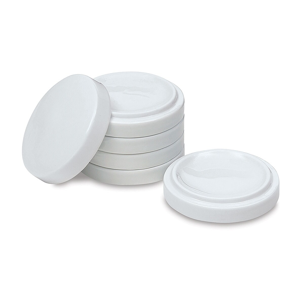 Richeson Nesting Porcelain Palette Set - Large x 5/8&#x22; x 4&#x22;, With 1 Lid, Set of 5