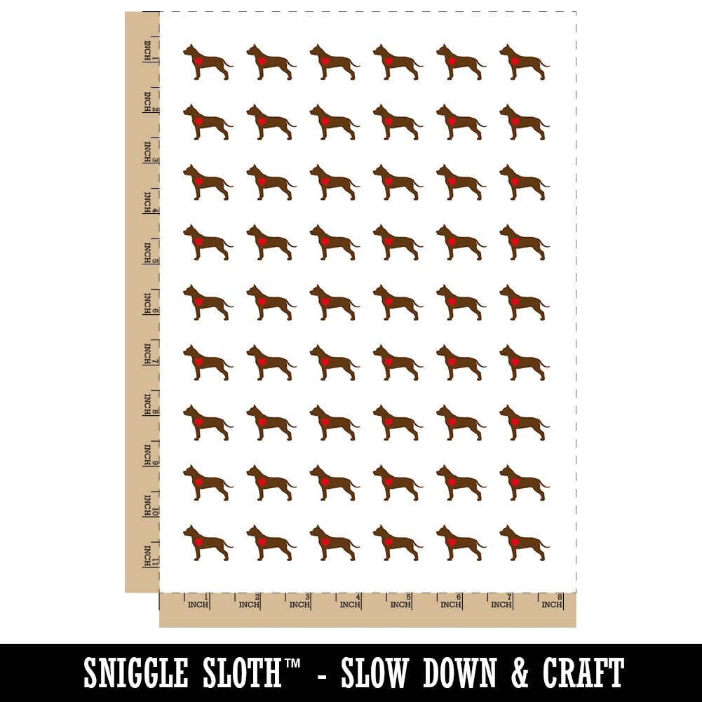 American Staffordshire Terrier Amstaff Dog with Heart Temporary Tattoo Water Resistant Body Art Set Collection (1 Sheet)