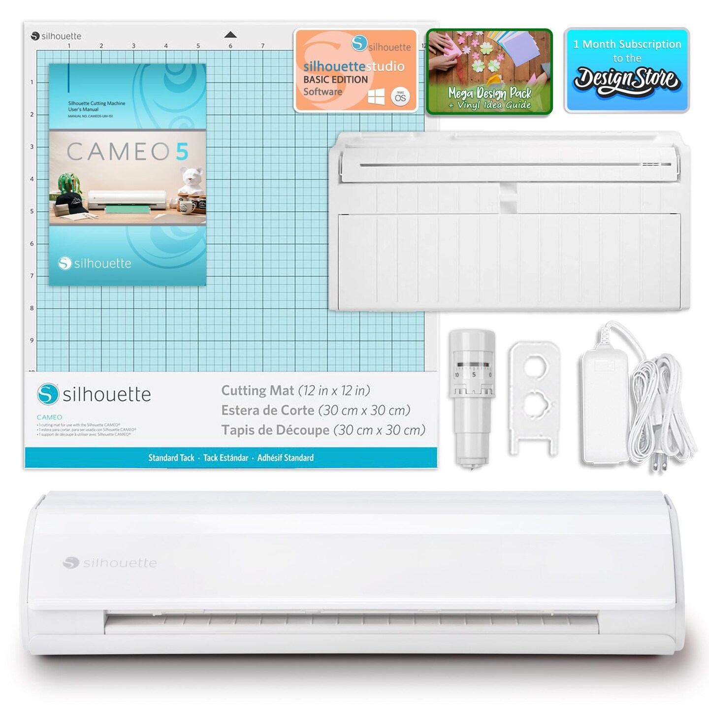 Silhouette White Cameo 5 w/ 8-in-1 Pink Heat Press &#x26; Siser HTV
