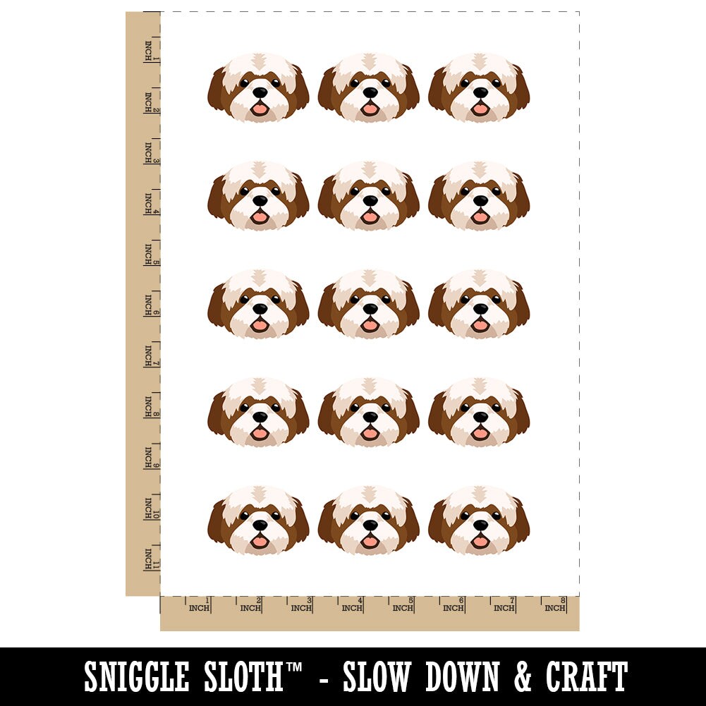 Shaggy Shih Tzu Dog Head Temporary Tattoo Water Resistant Fake Body Art Set Collection (1 Sheet)