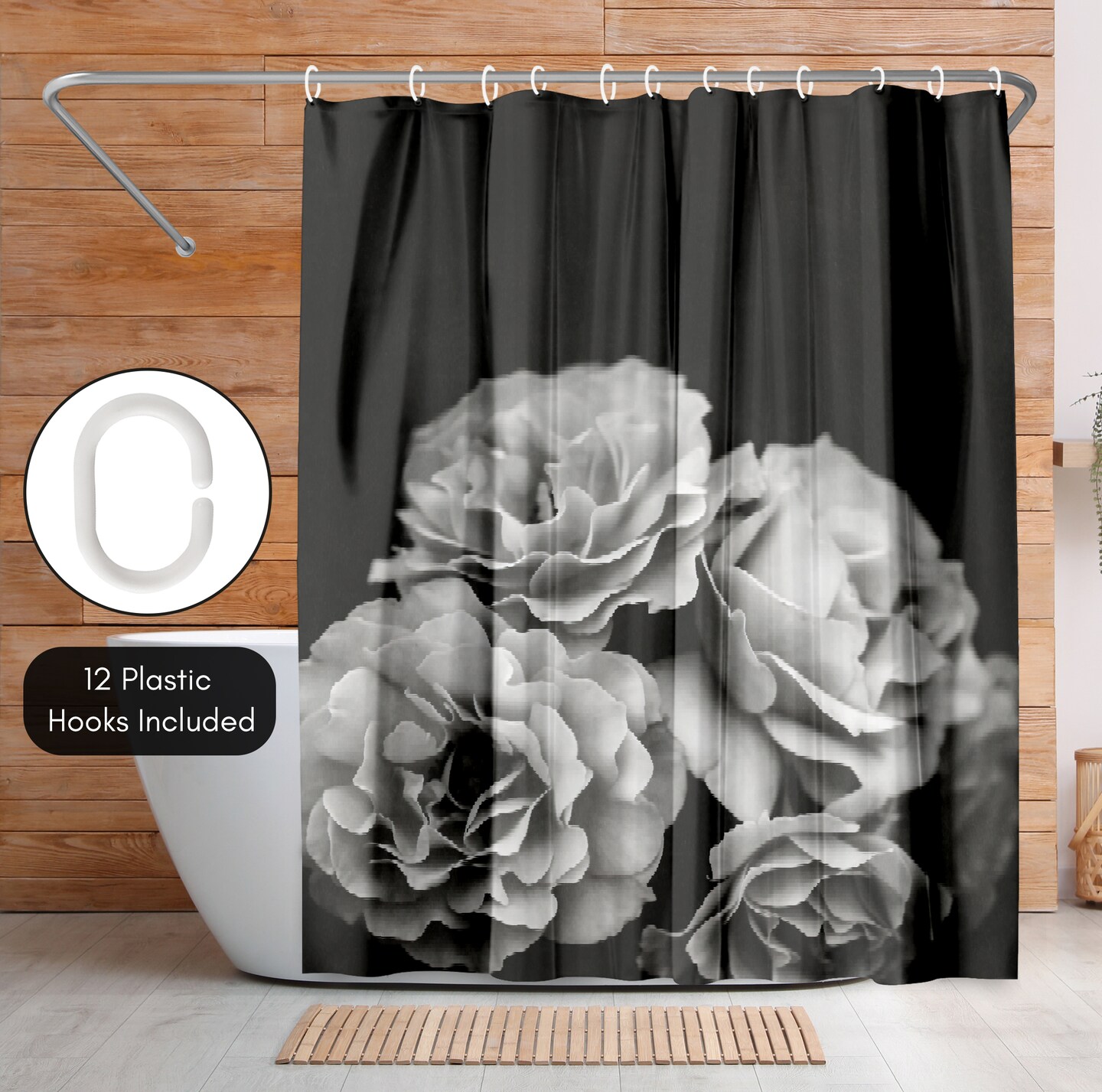 Americanflat 71&#x22; x 74&#x22; Shower Curtain, Moody Roses by Chaos &#x26; Wonder Design