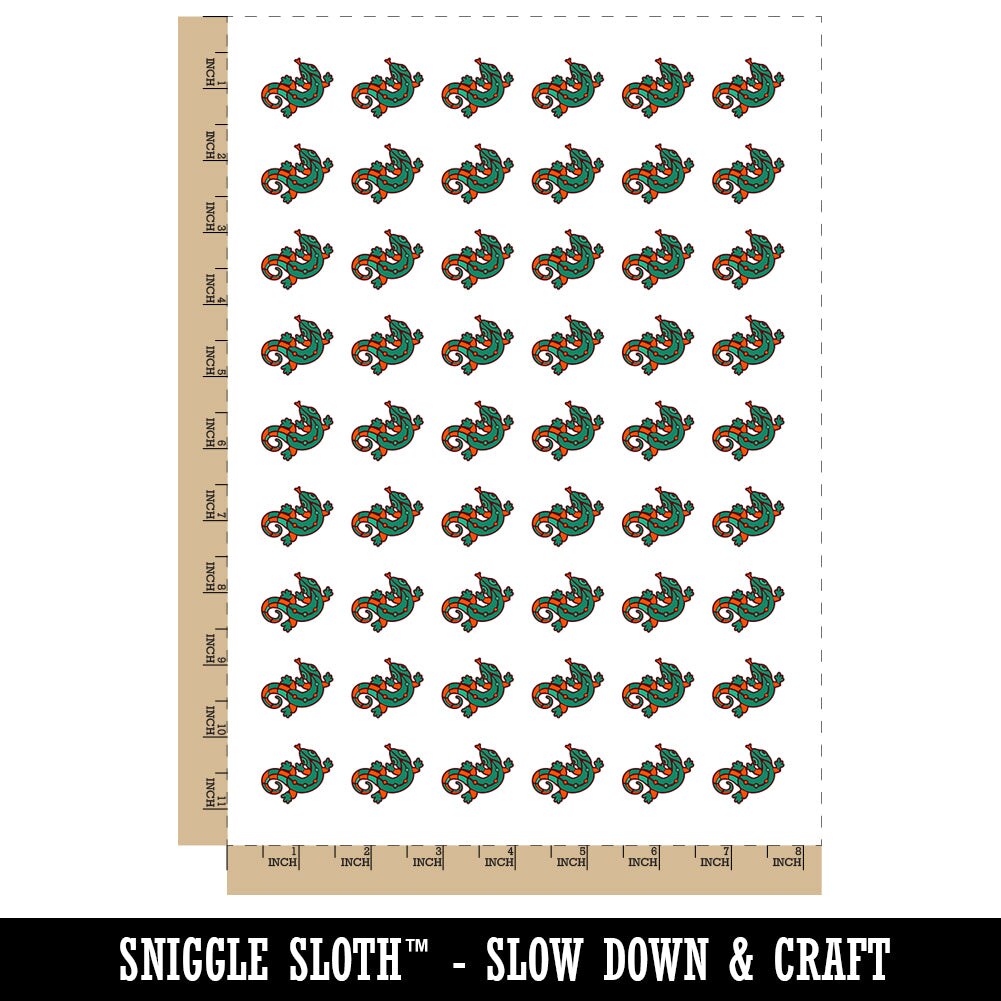 Southwestern Style Tribal Gecko Lizard Temporary Tattoo Water Resistant Fake Body Art Set Collection (1 Sheet)