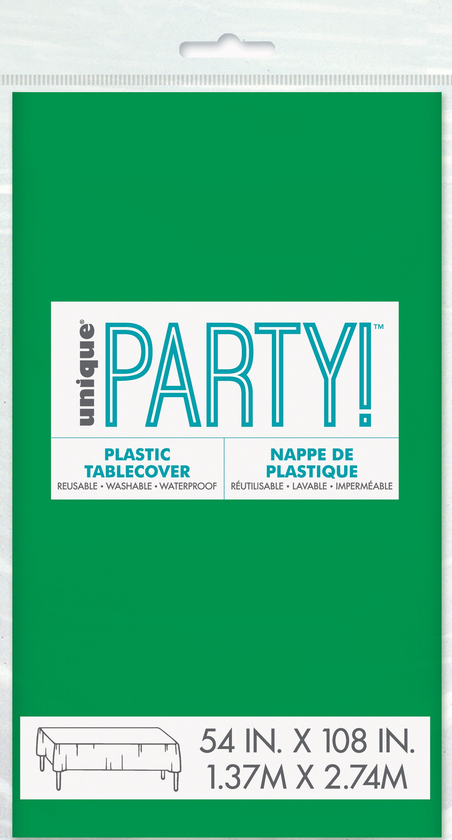 Emerald Green Solid Rectangular Plastic Table Cover, 54&#x22; x 108&#x22;