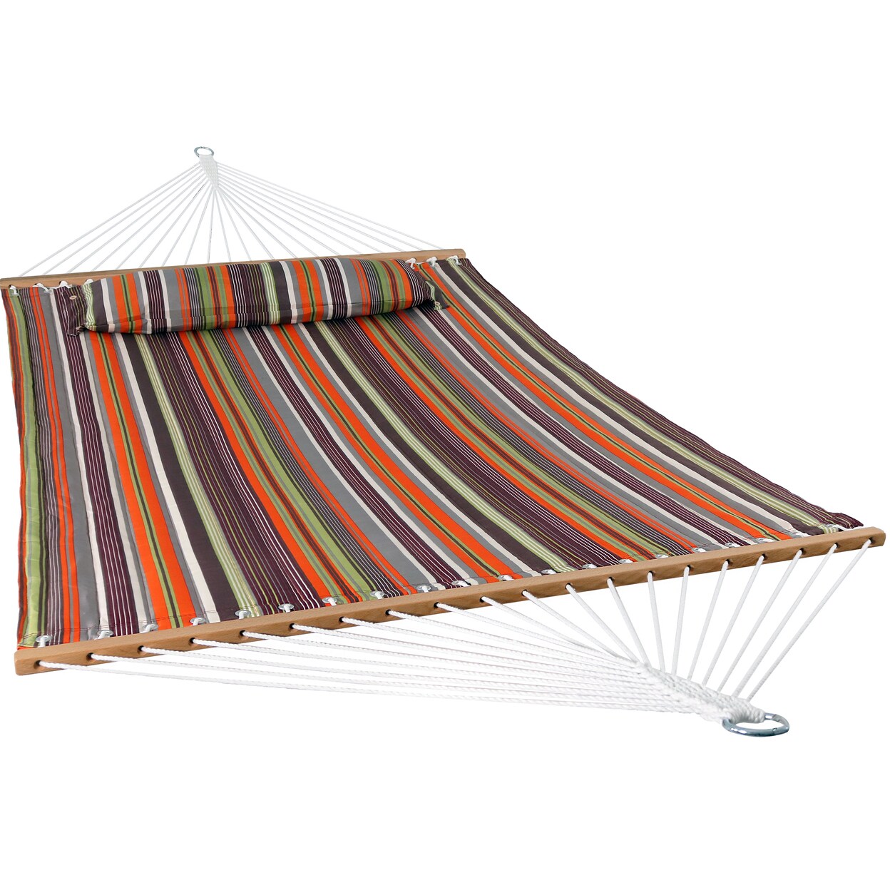 Sunnydaze Large Quilted Hammock With Spreader Bars And Pillow - Sunset