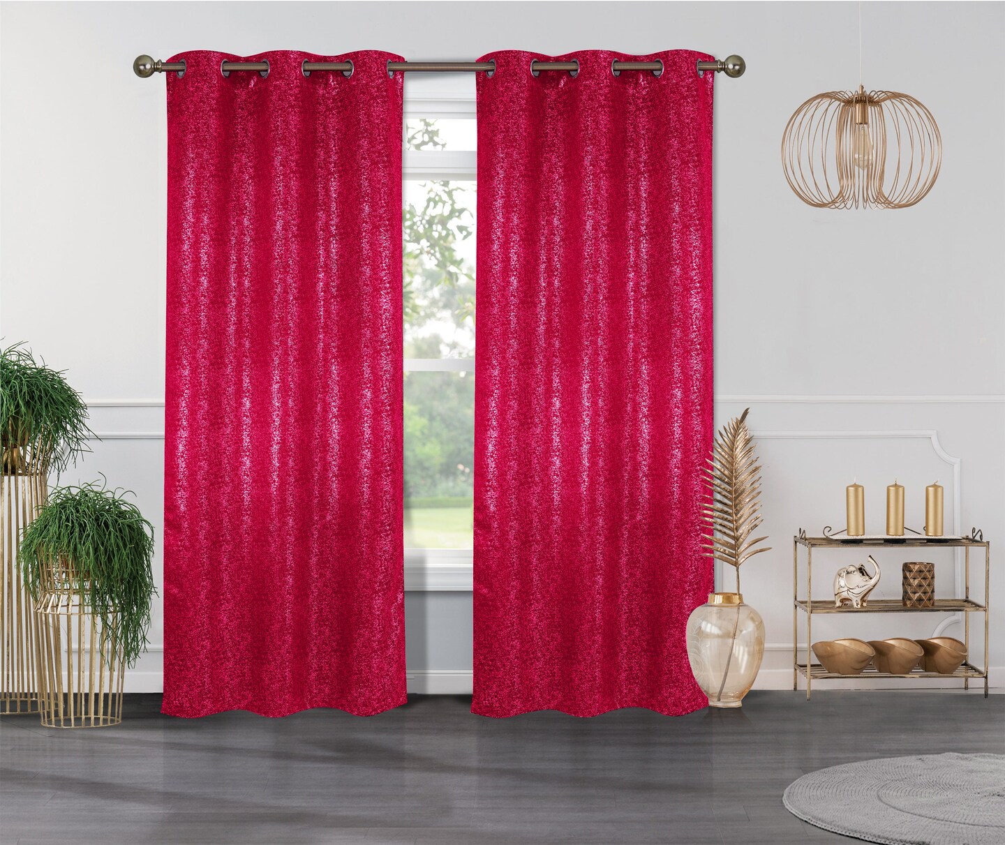 Cassie Metallic Textured Blackout Grommet Top Curtains