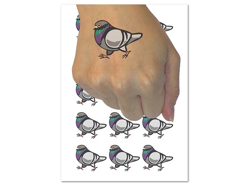 Strutting Common Rock Pigeon Bird Temporary Tattoo Water Resistant Fake